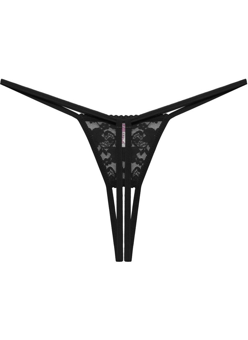 Liona - Black Color Plus Size Fantasy Underwear Private Area Net Open Fantasy G String Thong - Image 1