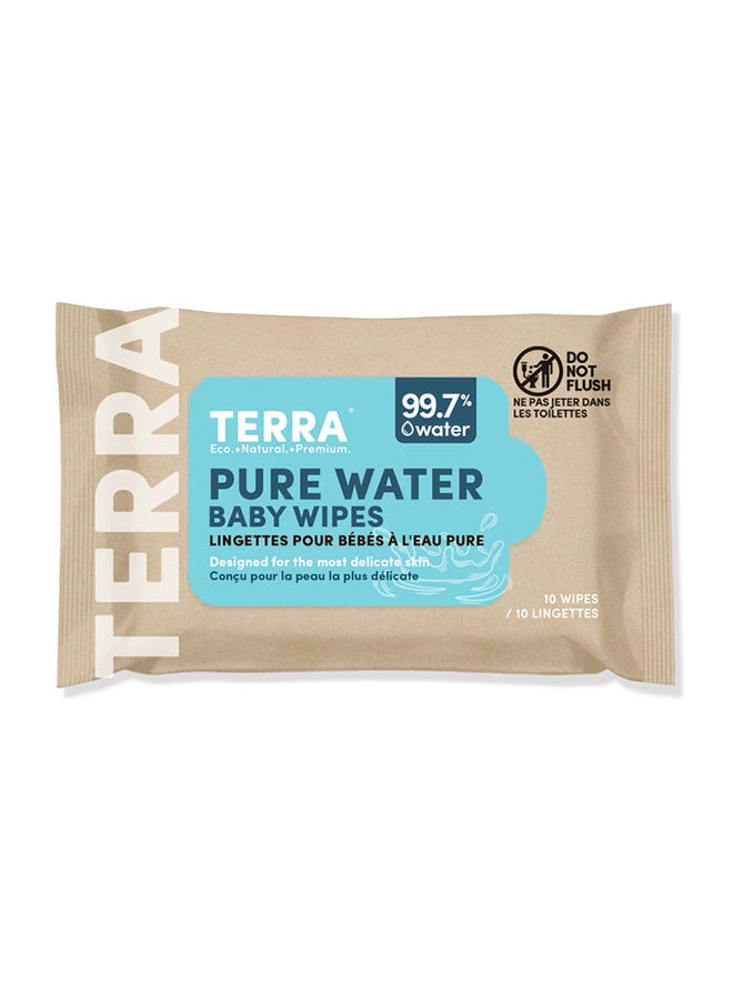 Terra Pack of 10 Bamboo Baby Wipes Pure New Zealand Water Biodegradable Bamboo Fiber For Sensitive Skin No Harmful Chemicals or Unwanted Ingredients - 0+ Months  - Image 1