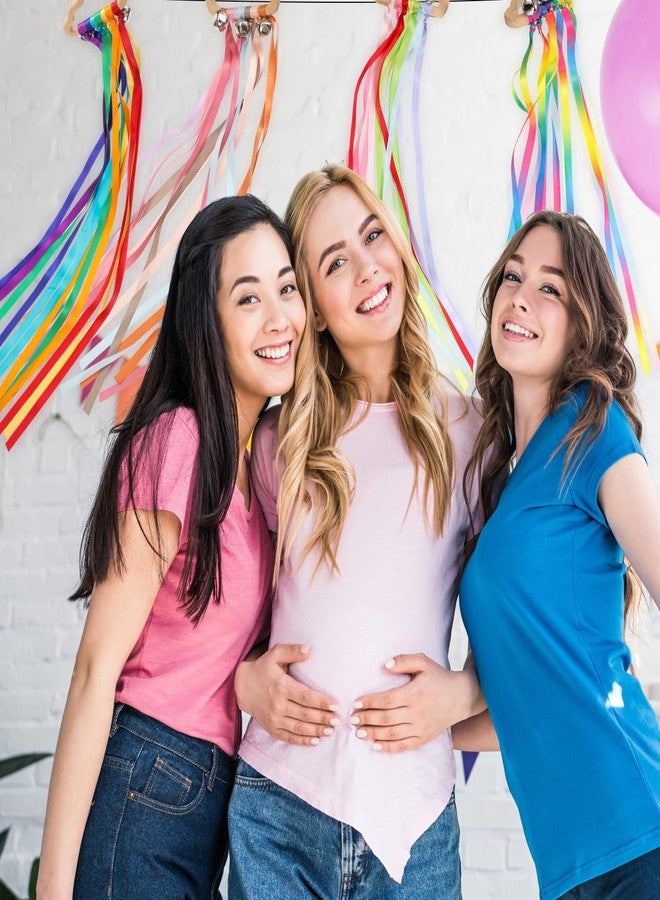 Aoriher 4 Pieces Rainbow Hand Ribbon Kite with Bells Wind Wand Dancing Ribbon Streamer Cloud Wood Sensory Toys Wooden Educational Toy for Party Birthday(Bright Colors) - Image 5