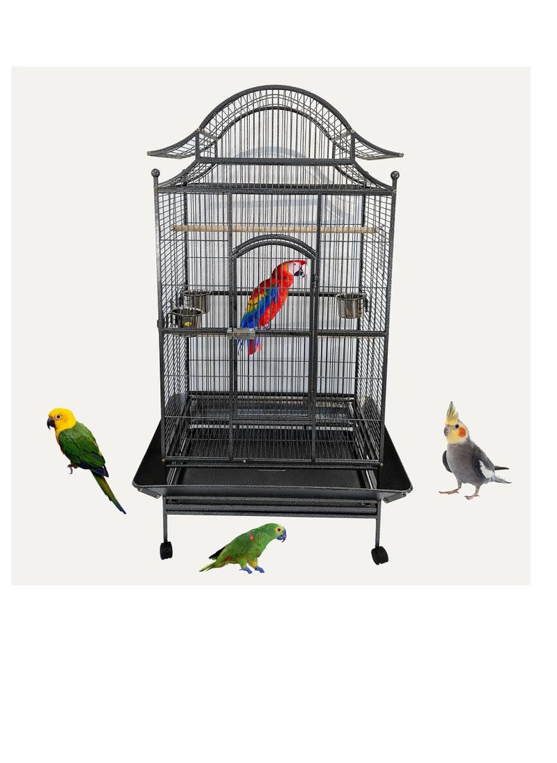 NNC PETS Bird Entertaining Metal Cage with Extra Bowl Black 170 cm | Removable tray | Indoor and Outdoor Use | Easy to Assemble | Easy to Cleaning | Safety and Comfort for Birds |Universal Wheels  - Image 1