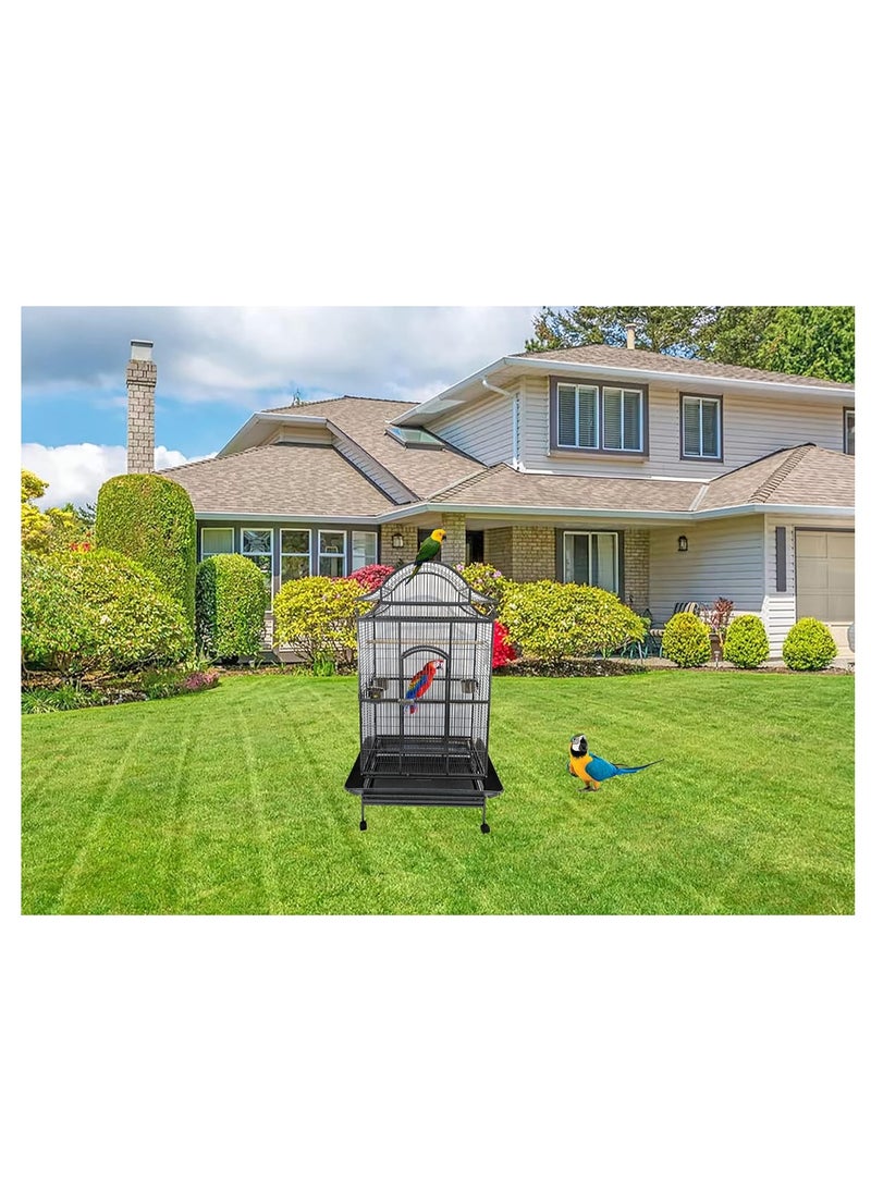 NNC PETS Bird Entertaining Metal Cage with Extra Bowl Black 170 cm | Removable tray | Indoor and Outdoor Use | Easy to Assemble | Easy to Cleaning | Safety and Comfort for Birds |Universal Wheels  - Image 2