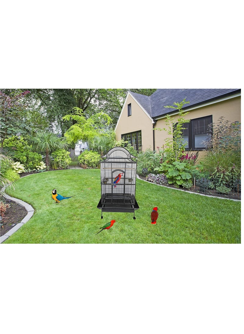 NNC PETS Bird Entertaining Metal Cage with Extra Bowl Black 170 cm | Removable tray | Indoor and Outdoor Use | Easy to Assemble | Easy to Cleaning | Safety and Comfort for Birds |Universal Wheels  - Image 4