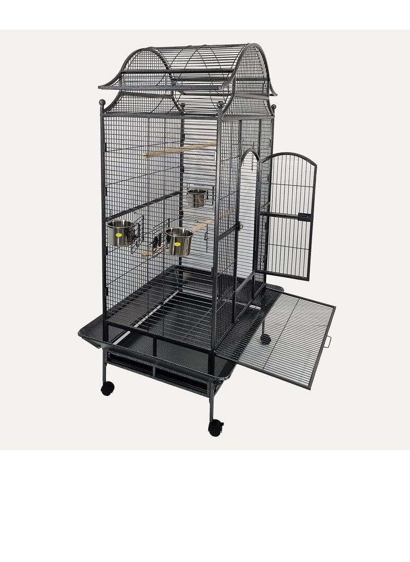 NNC PETS Bird Entertaining Metal Cage with Extra Bowl Black 170 cm | Removable tray | Indoor and Outdoor Use | Easy to Assemble | Easy to Cleaning | Safety and Comfort for Birds |Universal Wheels  - Image 5
