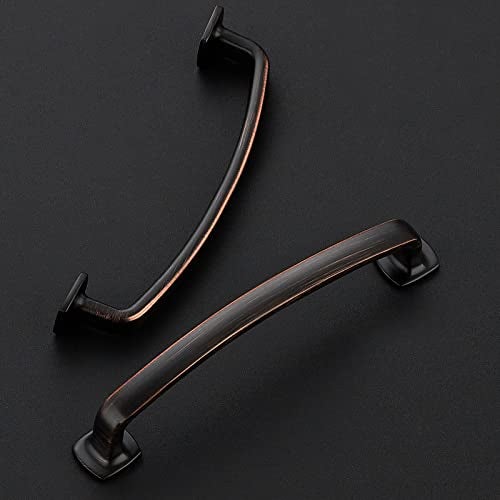 Ravinte Arch Cabinet Pulls Solid 10 Pack 5 Inch Oil Rubbed Bronze Kitchen Cabinet Handles Flat Square Foot Curved Drawer Pulls Hardware for Kitchen Cabinet - Image 2