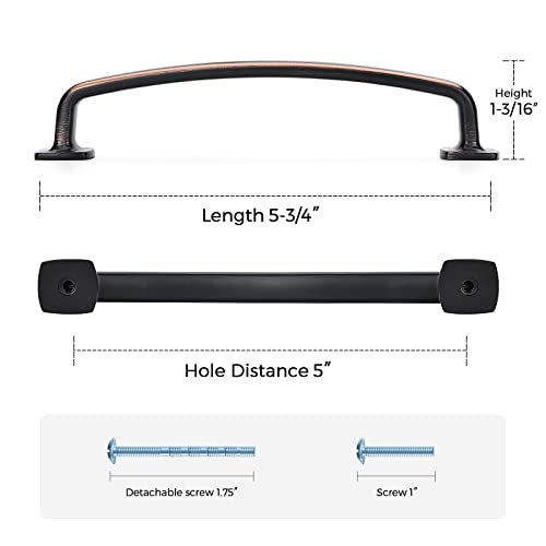 Ravinte Arch Cabinet Pulls Solid 10 Pack 5 Inch Oil Rubbed Bronze Kitchen Cabinet Handles Flat Square Foot Curved Drawer Pulls Hardware for Kitchen Cabinet - Image 3