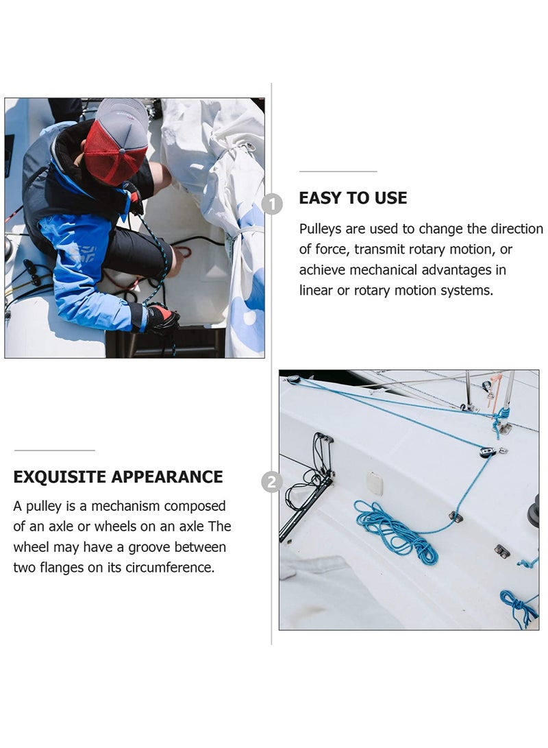 Barakah 2 Pcs Double Swivel Pulleys Block Stainless Steel Duplex Bearing Traction Wheel Swivel Hook Double Pulley Roller Loading - Image 4