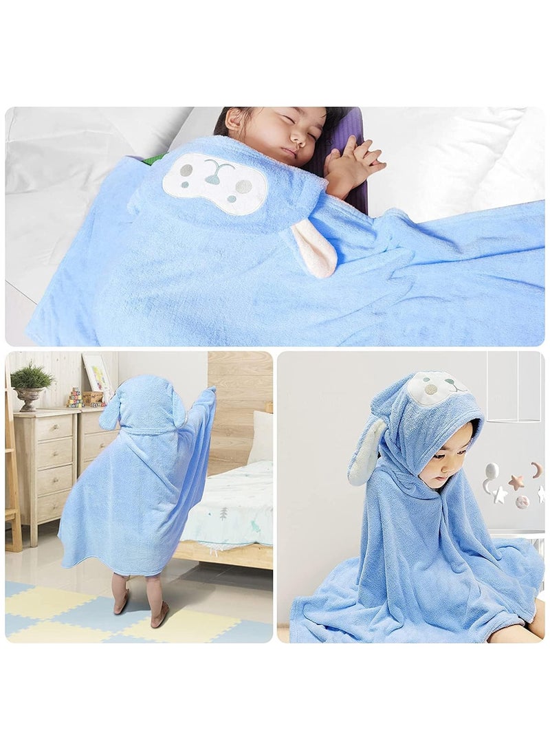 NNEWVANTE منشفة استحمام للأطفال بغطاء رأس - منشفة فائقة النعومة وامتصاص عالي - رداء استحمام بطانية للأطفال - هدايا استحمام للأولاد والبنات - حجم كبير 28" x 55" (أزرق) - Image 5