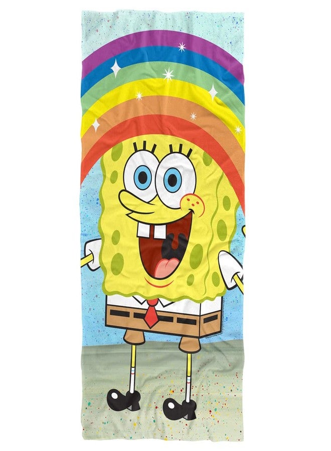 LOGOVISION Spongebob Beach Towel, 30"x60", Spongebob Rainbow Beach Towel - Image 1