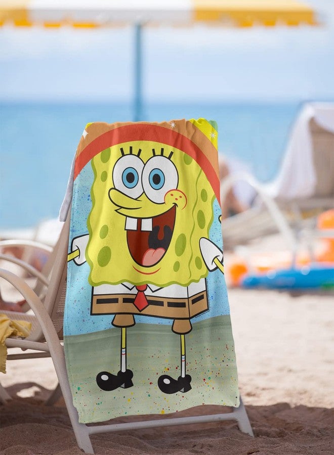 LOGOVISION Spongebob Beach Towel, 30"x60", Spongebob Rainbow Beach Towel - Image 2