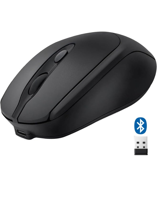 Dual Mode Wireless 2.4Ghz , Bluetooth 5.2  Silent Click Ergonomic Mouse - Optical Sensor 1600 DPI Rechargeable USB C for Laptop/PC/iPad/MacBook Pro/Air - Image 1