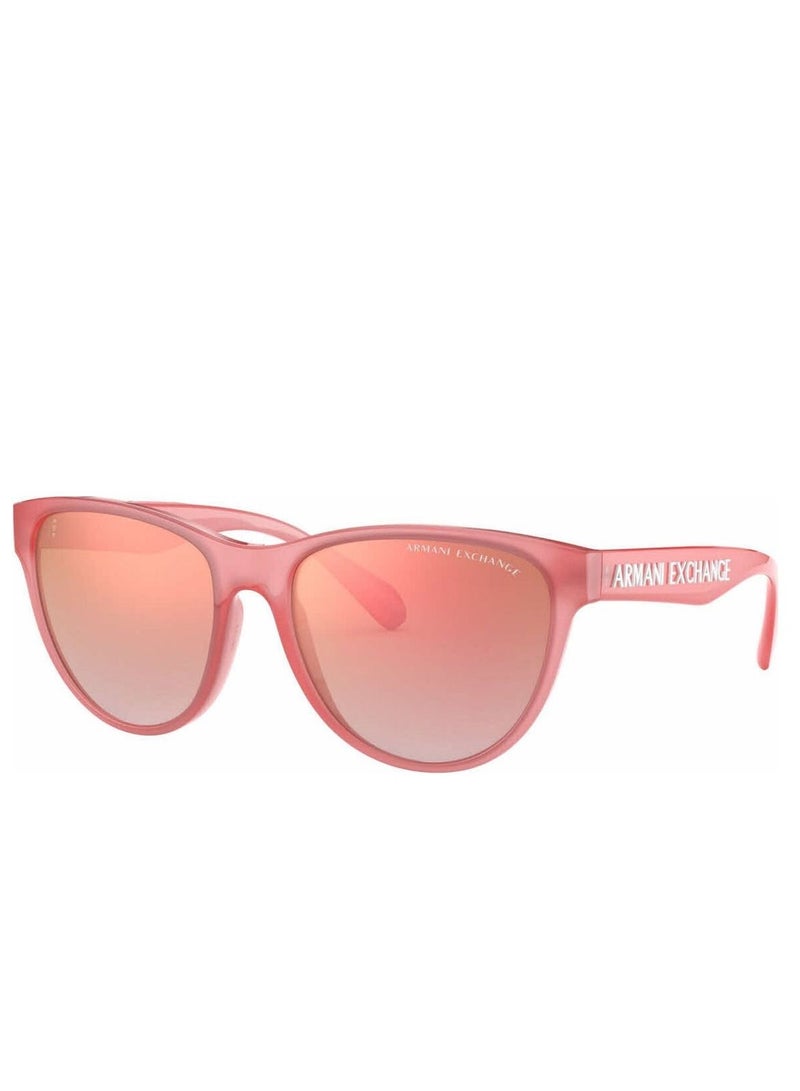 ارماني اكسشينج نظارة شمسية نسائية من Armani Exchange بتصميم عين القطة، بلون مرجاني أوبال مع عدسات وردية متدرجة AX4095SF 83086F، مقاس العدسة: 56 مم - Image 1