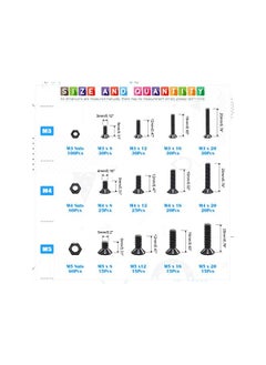 Glarks Glarks 510Pcs Metric M3 M4 M5 Alloy Steel Socket Cap Screws Hex Head Bolt Nuts Assortment Kit - Black Oxide Finish  - Image 2