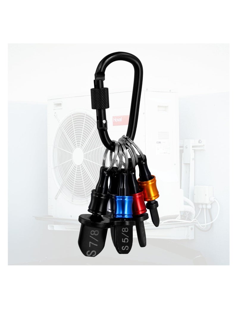 SYOSI HVAC Swaging Tool Set, Air Conditioner Flaring Tool HVAC Swage Tool Repairing Kit Boring Drill Copper Tube Expender with Keychain & Carabiner & 7/8'', 3/4'', 5/8'', 1/2'', 3/8'', 1/4'' Bits - Image 4