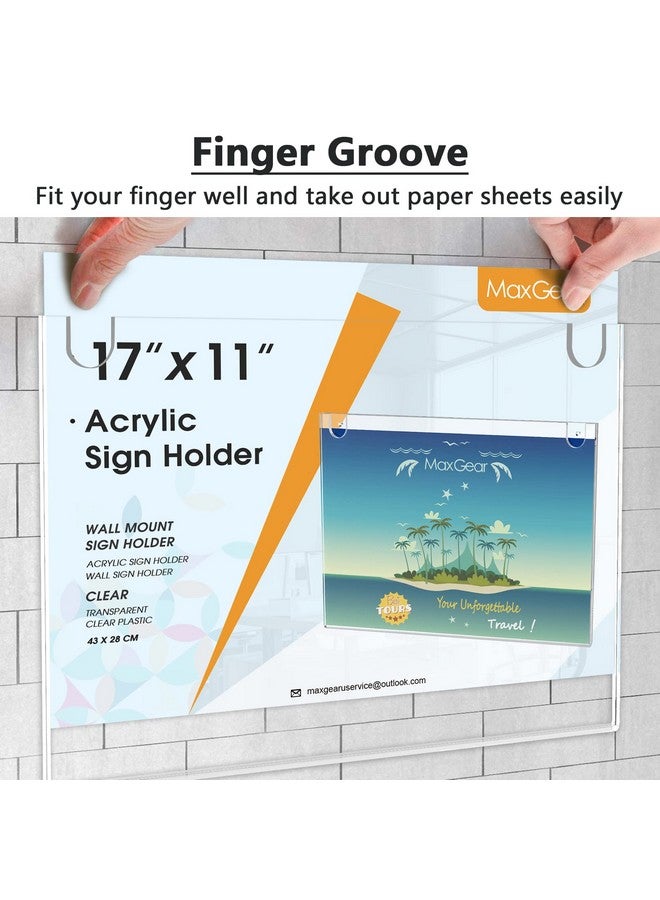 ماكسجير حامل لافتات أكريليك من ماكس جير، مقاس 11 × 17 بوصة، حامل لافتات حائطي، إطار صورة بلاستيكي شفاف مع أشرطة لاصقة ومسامير تثبيت للمكتب والمنزل والمتجر والمطعم والمناظر الطبيعية، عبوة من 6 قطع - Image 2