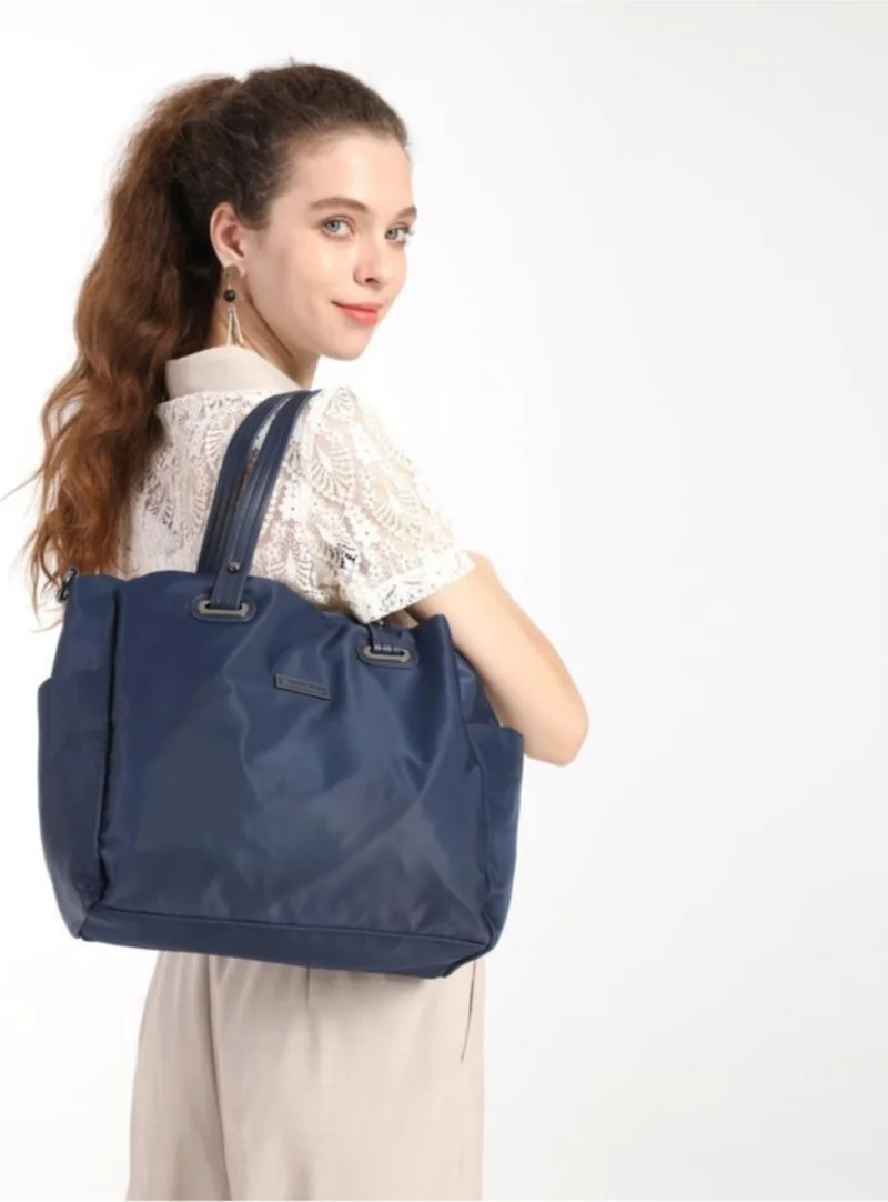 Barcelona Satin Fabric Women's Shoulder Bag 2122 Blue