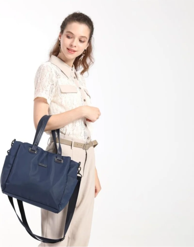 Barcelona Satin Fabric Women's Shoulder Bag 2122 Blue