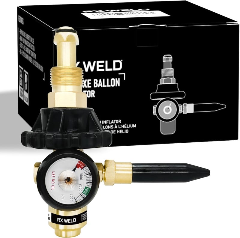 RX WELD Helium Latex Balloon Filler Air Flow Inflator Regulator 0-3000 PSI with Gauge for CGA580 Tank Valve - Image 1