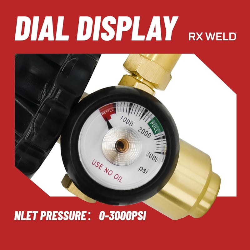 RX WELD Helium Latex Balloon Filler Air Flow Inflator Regulator 0-3000 PSI with Gauge for CGA580 Tank Valve - Image 4