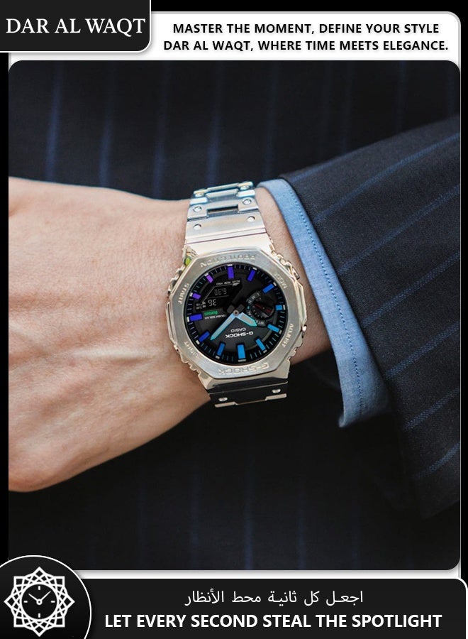 Casio G-Shock GM-B2100PC-1A 40th Anniversary Limited Edition - Full Metal Rainbow Spectrum Finish, Octagonal Bezel Design, Bluetooth Connectivity, Solar Powered, Shock Resistant, 200M Water Resistant - Image 2