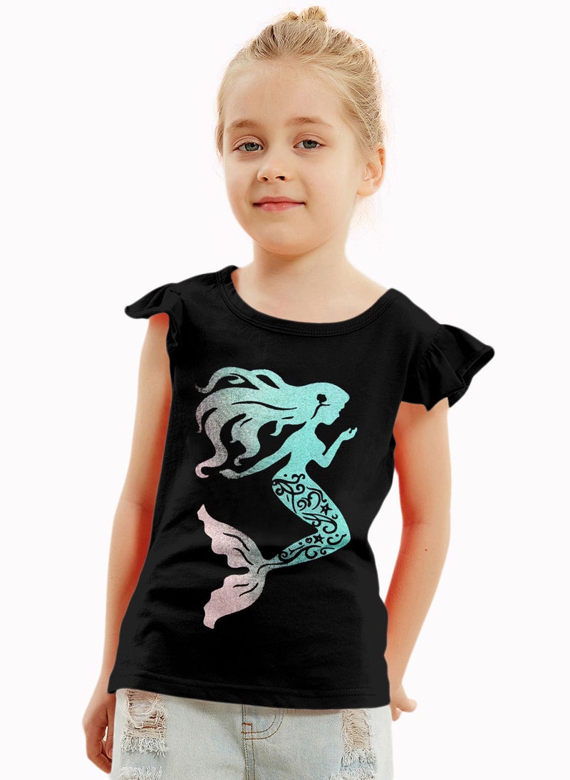 Lauren Smith Kids Girls Tee with Cap Sleeves with Ruffles 100% Cotton - Image 1