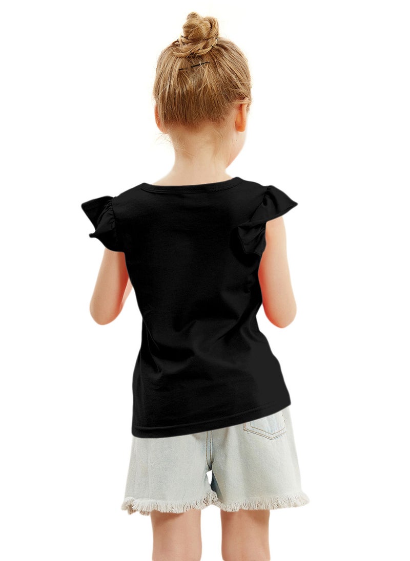 Lauren Smith Kids Girls Tee with Cap Sleeves with Ruffles 100% Cotton - Image 4