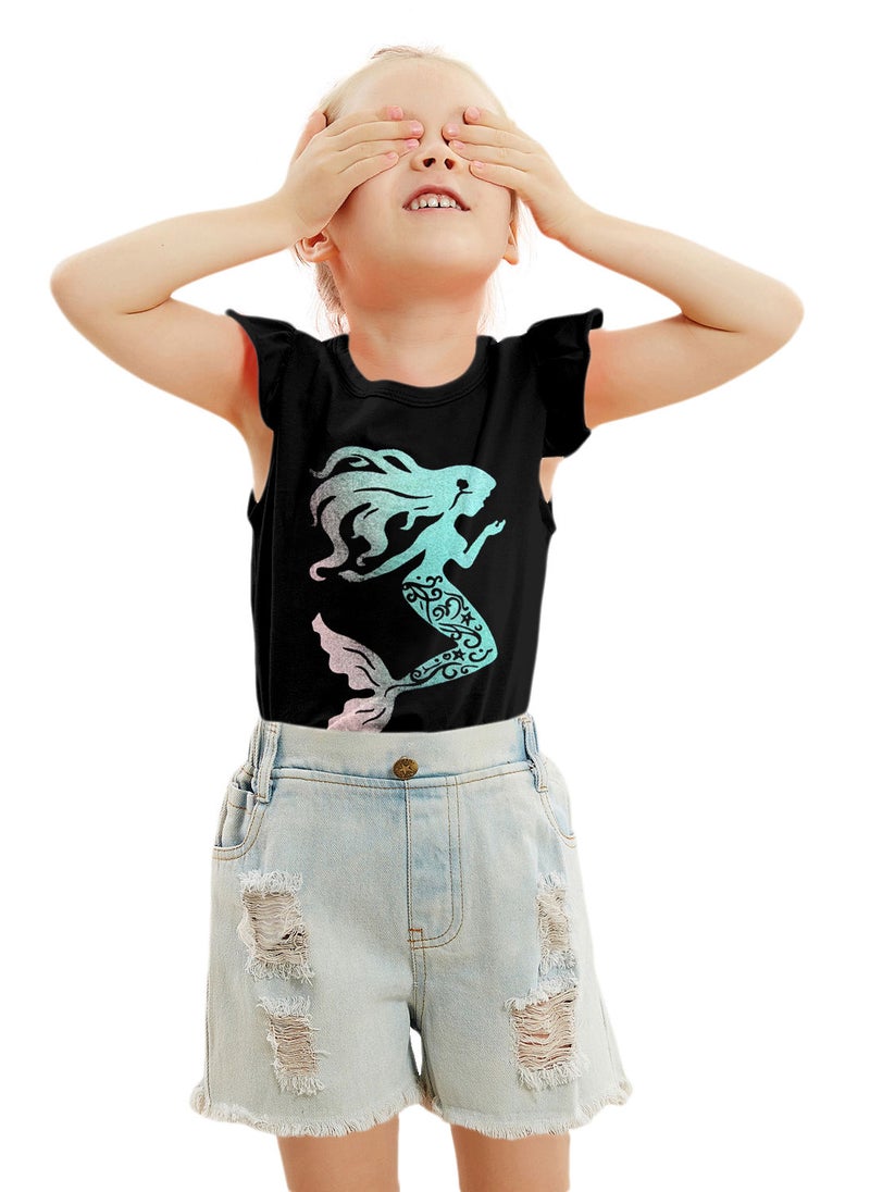 Lauren Smith Kids Girls Tee with Cap Sleeves with Ruffles 100% Cotton - Image 3