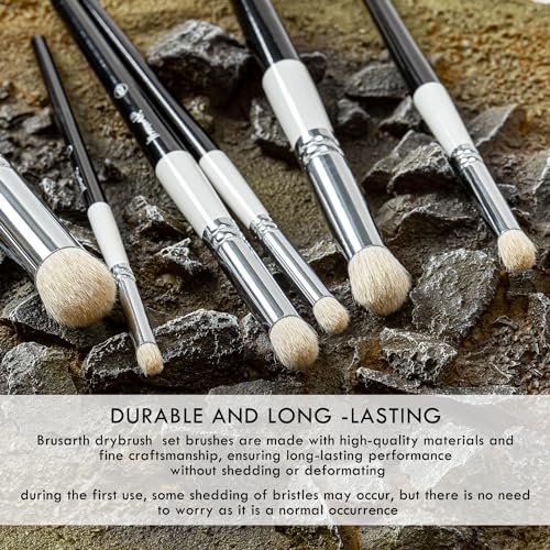 Brusarth Drybrush Set-Hobby Detail Paint Brush Set, 6 Sizes Goat Hair Acrylic Paint Brushes for Tabletop & Wargames Miniature Watercolor Oil Painting, Model for Beginners & Professional - Image 3