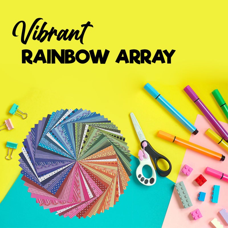 Fun Express Scrapbook Paper Books - Vibrant 12 X 12 Rainbow Paper Pack Scrapbook Kits for Adults and Kids - Crafts with 100 Sheets, Acid-Free - Image 2