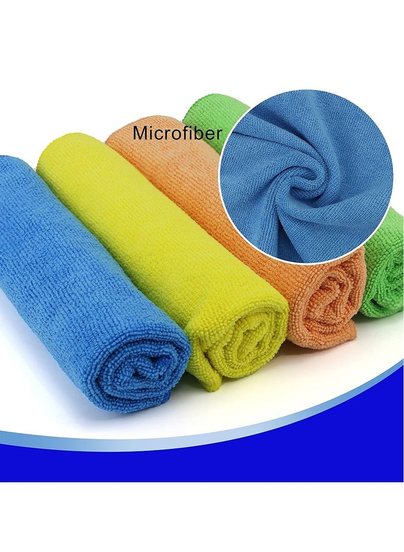 Microfiber Cleaning Cloths (Pack of 20) -30 x 30 cm Cleaning Rags Kitchen Towel Dish, Car Wash, Windows, Bathroom, Absorbent Reusable, All Purpose - Blue, Green, Orange, Yellow, Kitchen Towel - Image 3