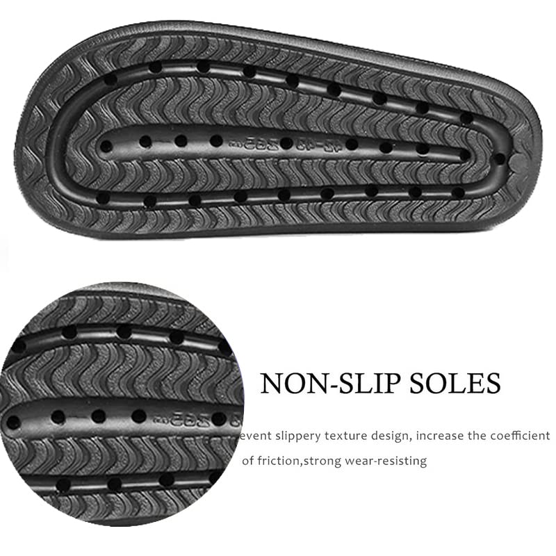 rosyclo Cloud Slippers for Women and Men Massage Thick Sole Non-Slip Shower Slippers Bathroom Super Soft Comfy House Cloud Slide Slippers for Indoor and Outdoor（Black 38-39） - Image 4
