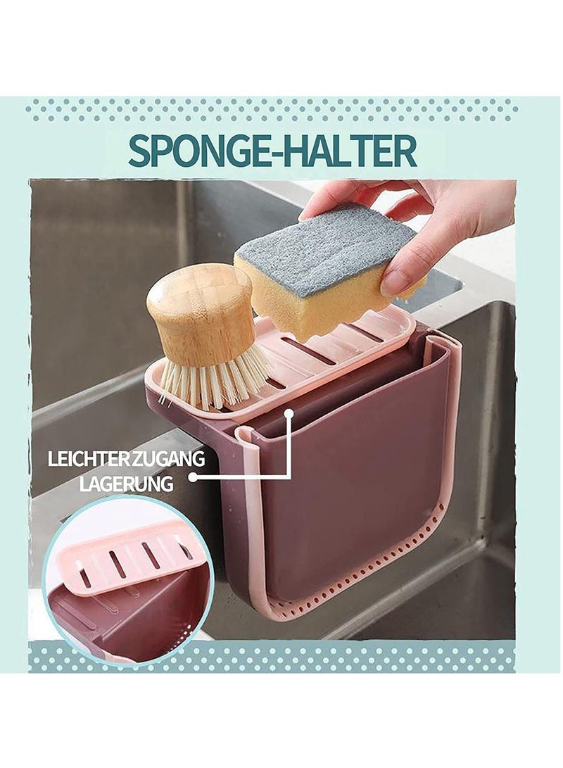 منخل تصريف حوض المطبخ - سلة شفط مزدوجة قابلة للطي لتعليق بقايا الطعام والفواكه (أزرق) - Image 5