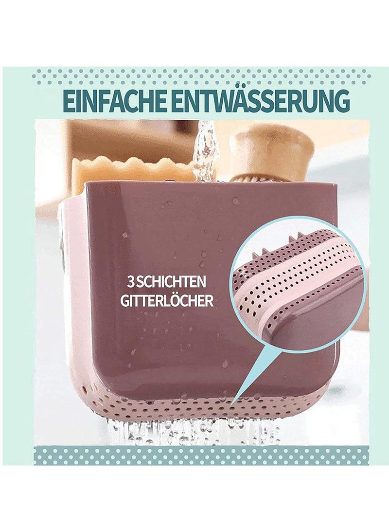 منخل تصريف حوض المطبخ - سلة شفط مزدوجة قابلة للطي لتعليق بقايا الطعام والفواكه (أزرق) - Image 4