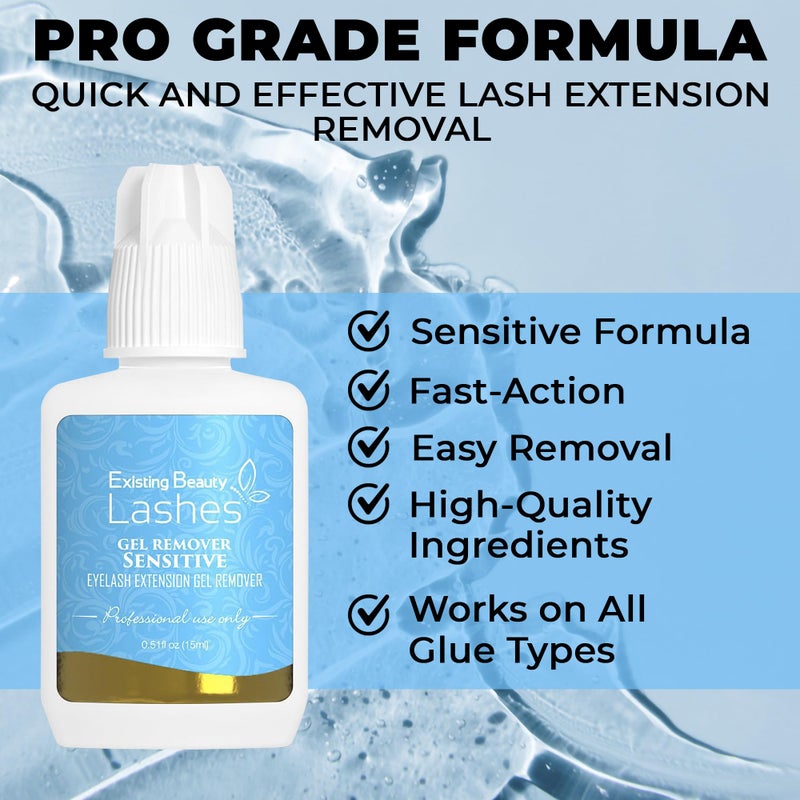 Existing Beauty 2 Pack Sensitive Lash Remover for Lash Extensions - Clear Eyelash Extension Remover Gel - Fast-Acting Lash Extension Remover, Efficient Lash Glue Remover 15 ml ea - Existing Beauty Lashes - Image 4