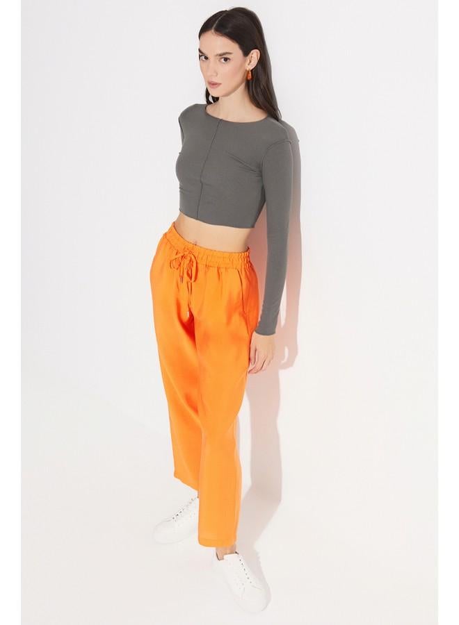 جون بنطلون جوجر نسائي من مودال بمقاس مرن بلون برتقالي - Image 1