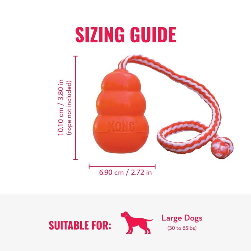 KONG Aqua Floating Fetch Toy - Dog Floating Toy for Water Retrieval, Play, Exercise & More - Natural Rubber Dog Toy with Foam Interior & Rope for Farther Throwing - Orange, for Large Dogs - Image 4