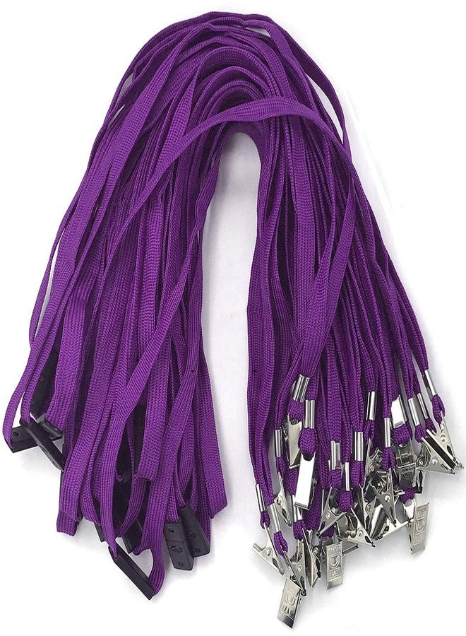 Bird Fiy Lanyards Breakaway Bulk Black Lanyards Neck Flat Safety Badge Lanyard Bulldog Clip (Purple, 50 PCS) - Image 1