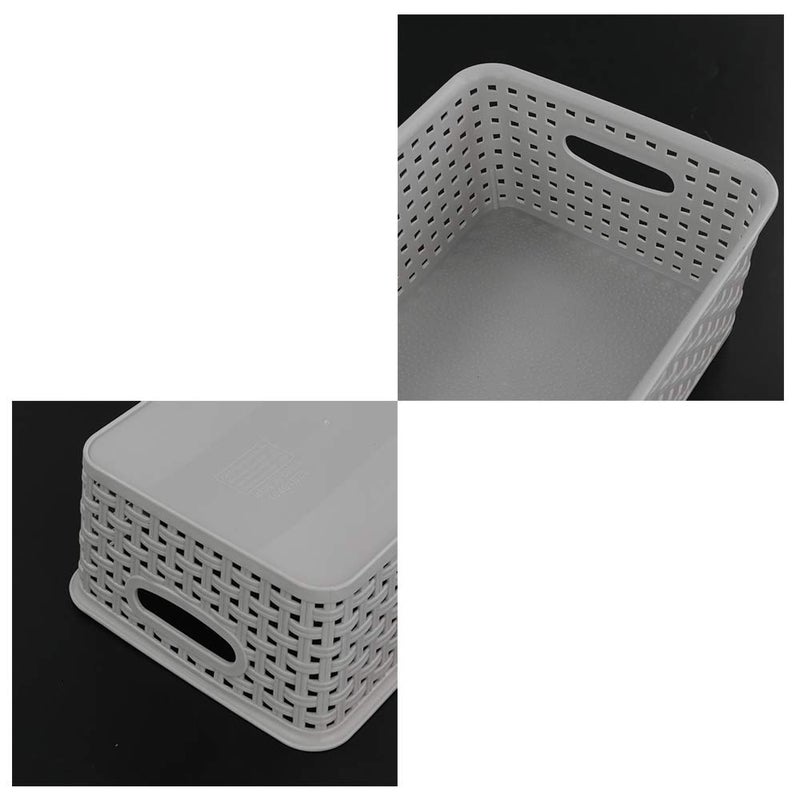 HOMMP 6-Pack Plastic Storage Organizer Basket, 10.04"L x 7.48"W x 3.95"H, Slightly Gray - Image 2