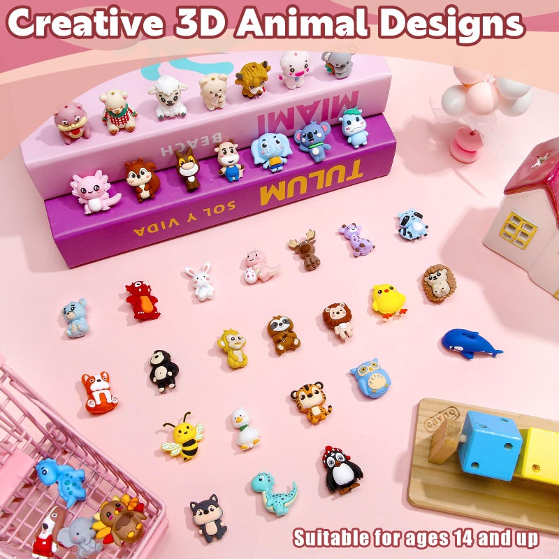 Ferreve 40 Pcs 3D Animal Silicone Focal Beads for Pens, Keychain Making, Focal Beads Bulk for Beadable Keychain DIY Crafts Necklace Bracelet Phone Chain Charms Jewelry Making - Image 2