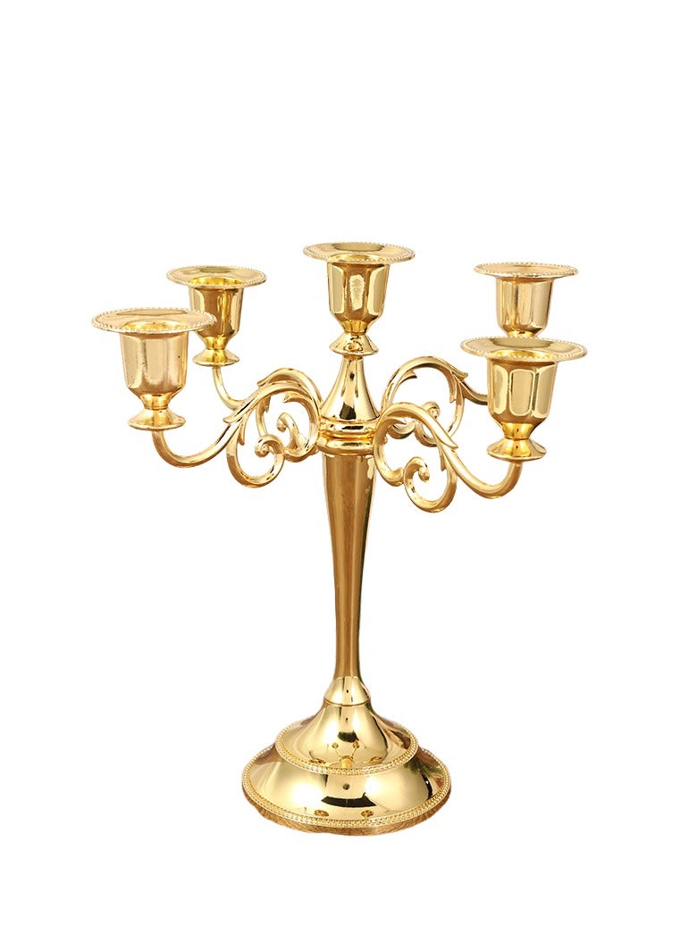 general 5 Arms Decorative Candle Holder For Wedding and Candlelight Dinner Gold - Image 1