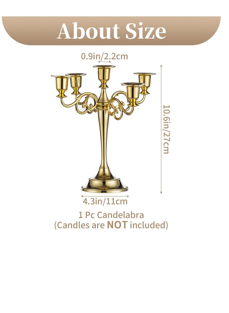 general 5 Arms Decorative Candle Holder For Wedding and Candlelight Dinner Gold - Image 2