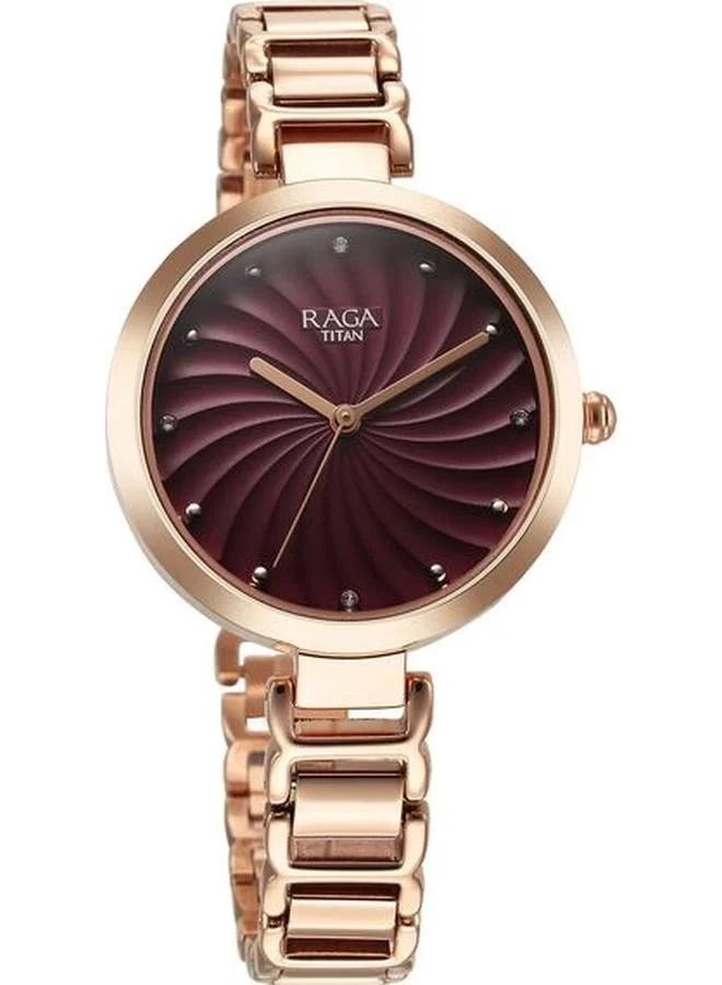 TITAN Women's Analog Display Watch With Rose Gold Metal Strap - 2752WM01