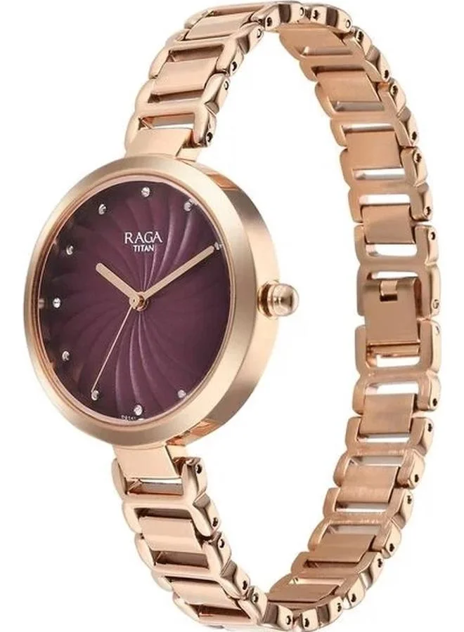 TITAN Women's Analog Display Watch With Rose Gold Metal Strap - 2752WM01