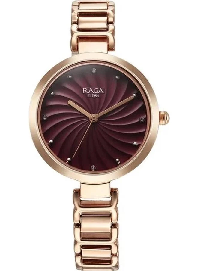 TITAN Women's Analog Display Watch With Rose Gold Metal Strap - 2752WM01