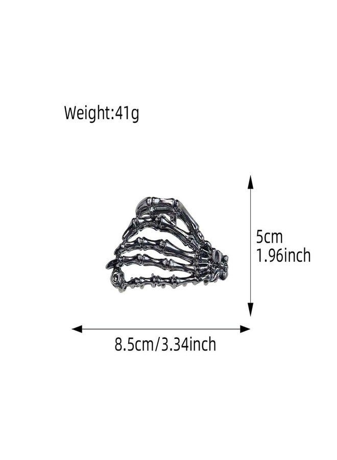 YKZFUI Fashion Gothic Bone Hand Hair Clips, Black Metal Halloween Hair for Girls, Bone Grip Clip Women Back Head Hairpin Shark Hairpin Designer Hair Accessories Hair Clip for Day of the Dead Decorations 2Pcs - Image 5
