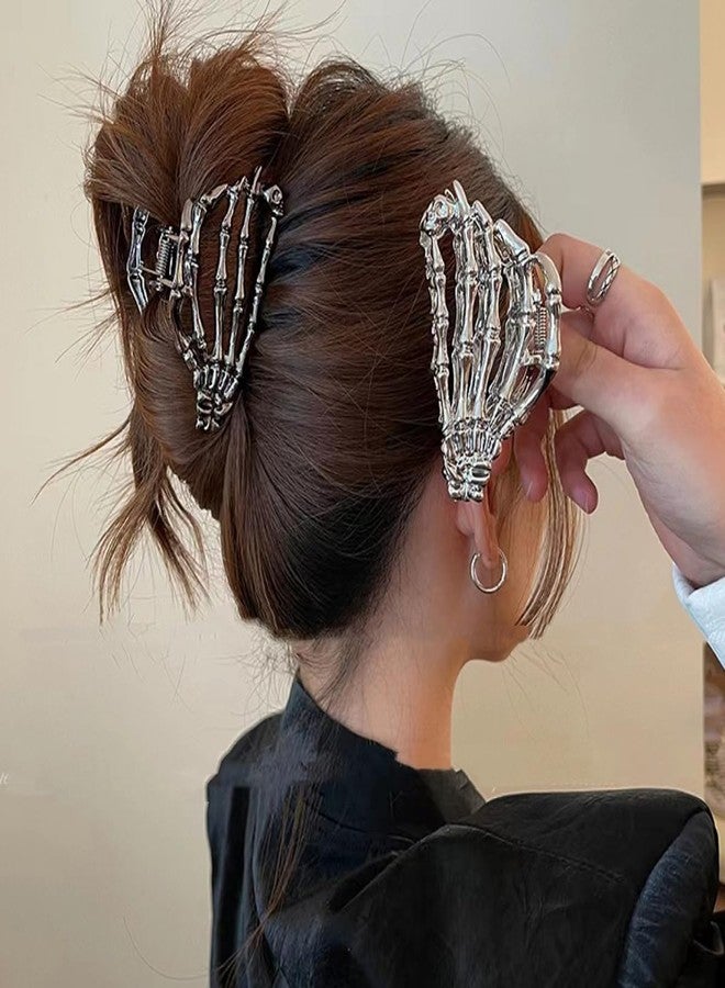 YKZFUI Fashion Gothic Bone Hand Hair Clips, Black Metal Halloween Hair for Girls, Bone Grip Clip Women Back Head Hairpin Shark Hairpin Designer Hair Accessories Hair Clip for Day of the Dead Decorations 2Pcs - Image 2