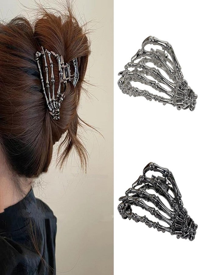 YKZFUI Fashion Gothic Bone Hand Hair Clips, Black Metal Halloween Hair for Girls, Bone Grip Clip Women Back Head Hairpin Shark Hairpin Designer Hair Accessories Hair Clip for Day of the Dead Decorations 2Pcs - Image 1