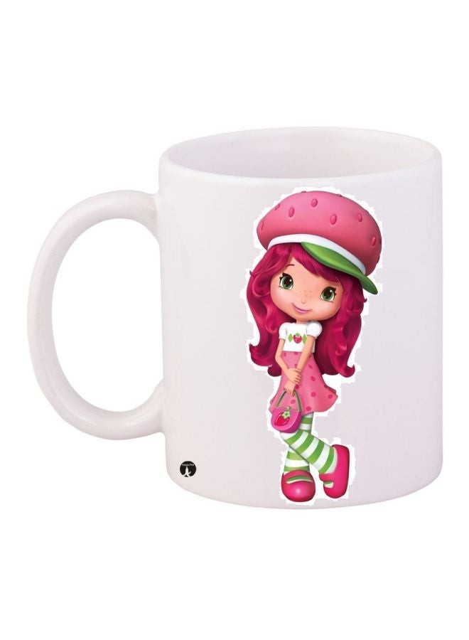 RYN Cartoon Printed Coffee Mug White/Pink/Beige 11ounce