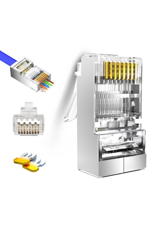 Chabeia 20-Pack RJ45 Pass Through Connector, Cat 5 Cat 6 connectors, Gold Plated 8P8C Modular Plugs for Solid/Stranded UTP Network Cable - Image 5