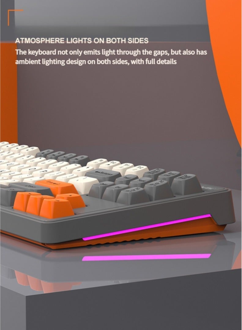 كي-سنيك لوحة مفاتيح سلكية K-Snake K870 ، 87 مفتاحا ، إضاءة خلفية قوس قزح ، أغطية مفاتيح ثلاثية الألوان لكمبيوتر محمول للألعاب - Image 3