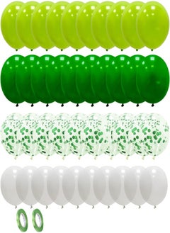 Generic Pack of 60 Balloons, Green Balloons with Confetti Balloons, Helium Balloons for Christening Children Nursery Jungle Birthday Party Decoration Boys Safari Birthday Decoration Balons Garland 